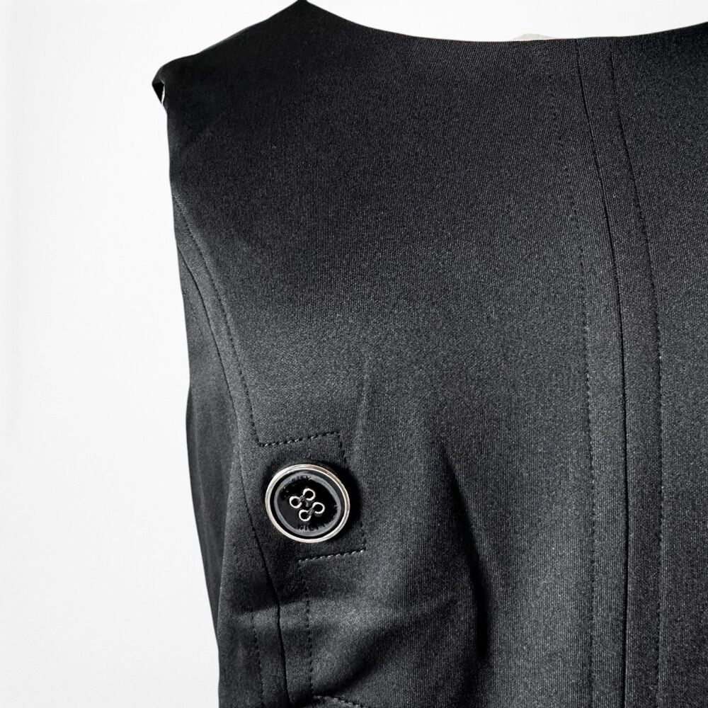 Vintage Y2K 90s Black Button Front A-Line Fit Flared Knee Length Dress Size M - Picture 9 of 9
